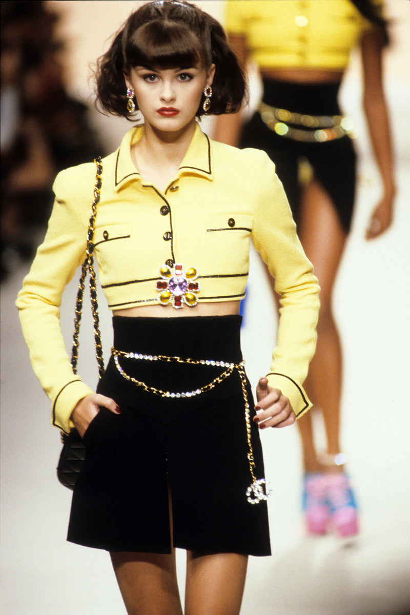 Chanel Spring 1995 Runway Swarovski Leather Chain Belt