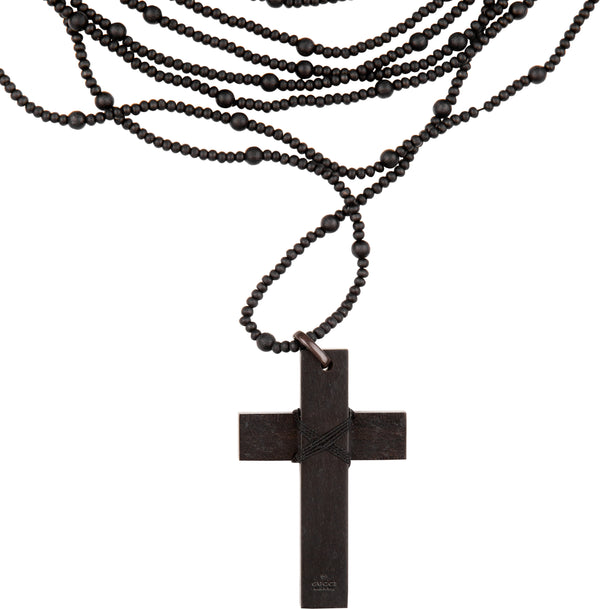Gucci Fall 2002 Ebony Beaded Rosary Necklace