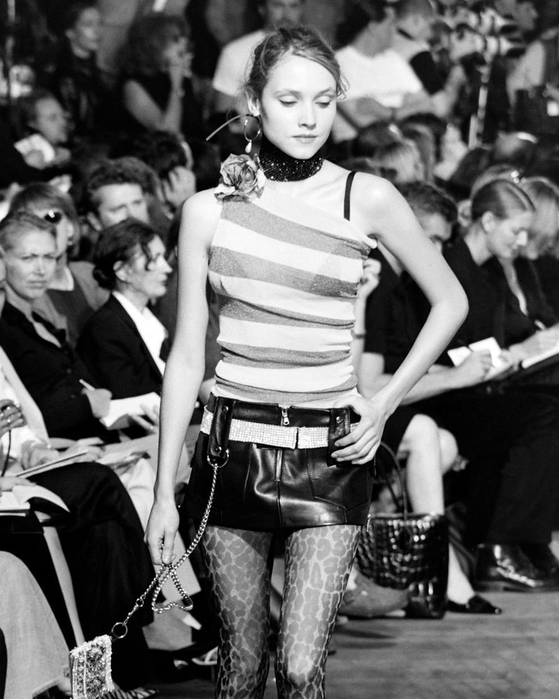 Dolce & Gabbana Spring 2000 Runway Leather Belted Micro Skirt