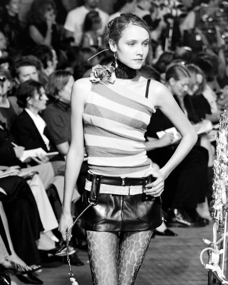 Dolce & Gabbana Spring 2000 Runway Leather Belted Micro Skirt