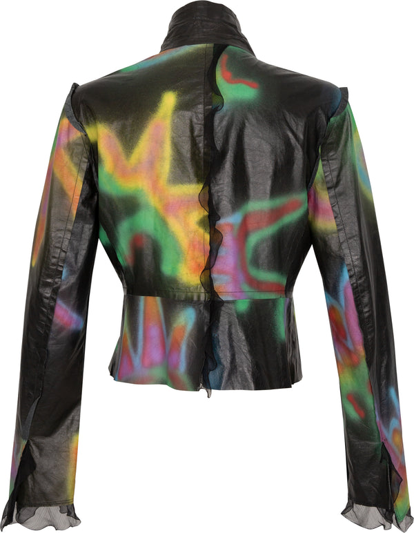 Fendi Spring 2000 Runway Silk Chiffon Leather Jacket