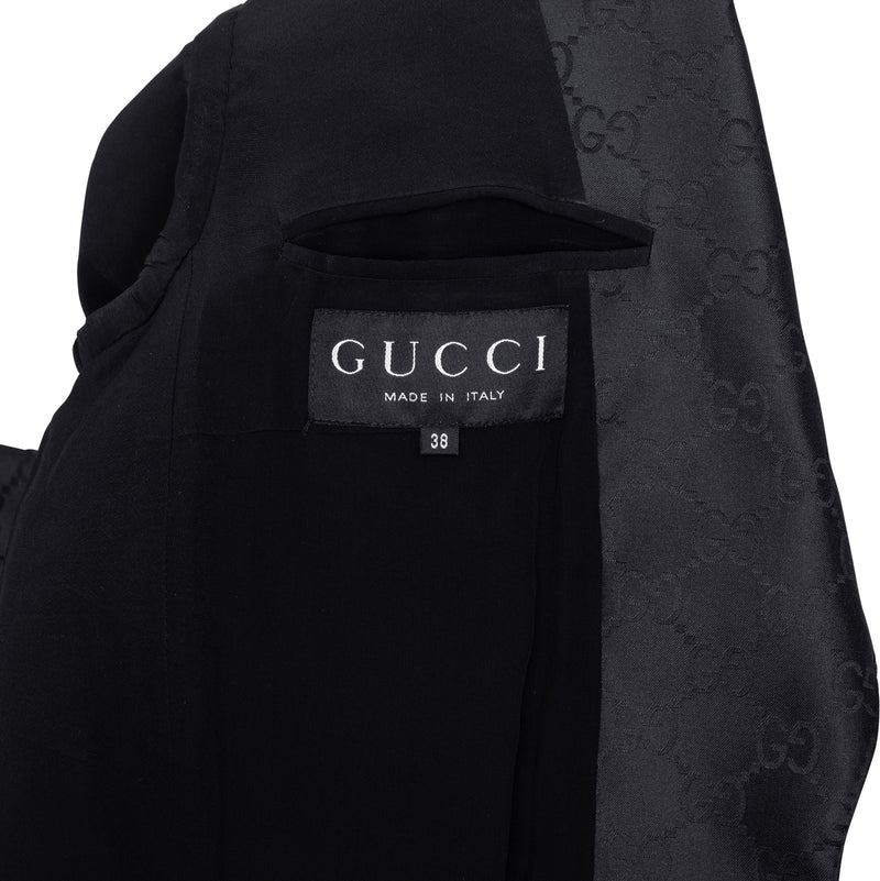 Gucci Spring 1998 Runway Satin Monogram Two-Piece Suit