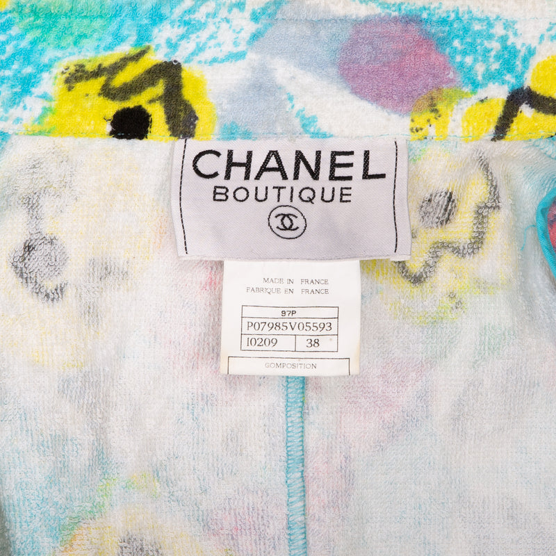 Chanel Spring 1997 Runway Printed Terrycloth Skirt Set