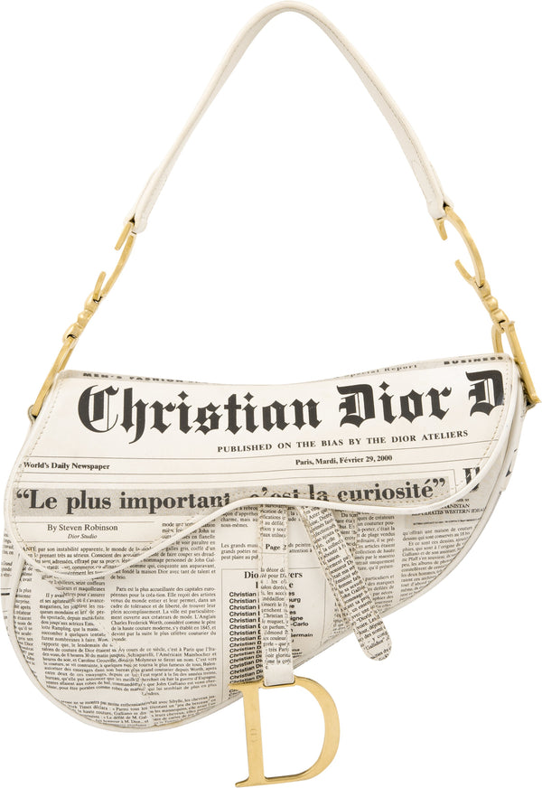 Christian Dior Fall 2000 Newspaper Leather Saddle Bag