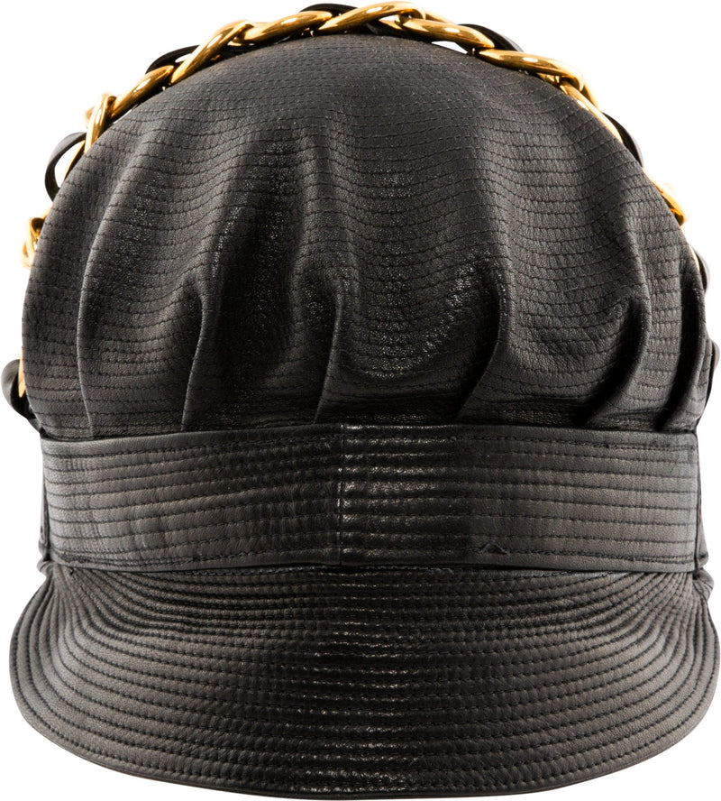 Chanel Fall 1991 Leather Chain Biker Hat