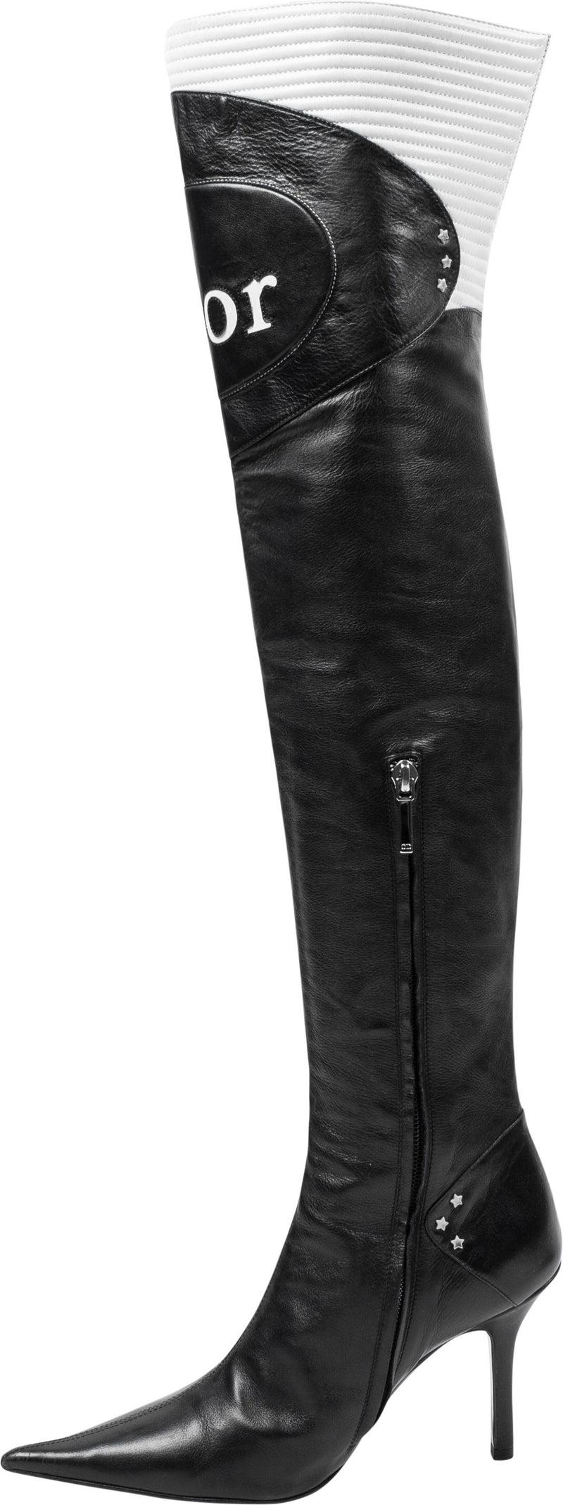 Christian Dior Thigh-High Moto Logo Boots