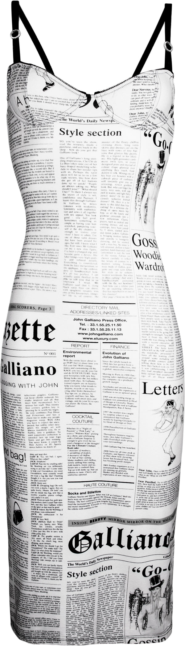 John Galliano Gazette Newspaper Bustier Dress