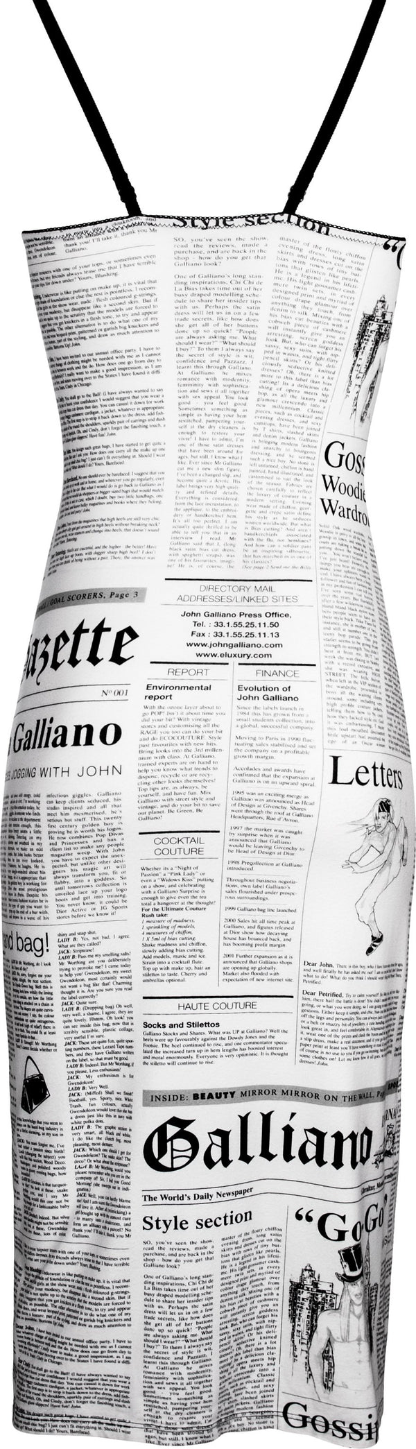 John Galliano Gazette Newspaper Bustier Dress