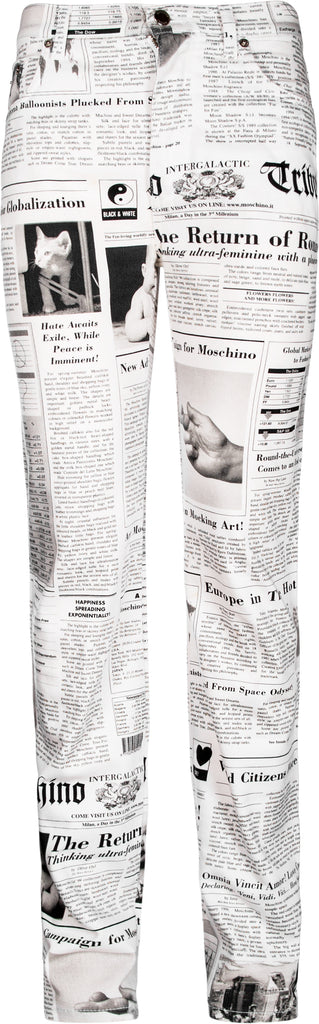 two Devastate Vanity Moschino Newspaper Printed Jeans | EL CYCER