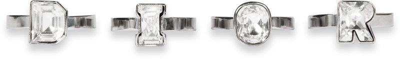 Christian Dior Silver Logo Adjustable Ring Set