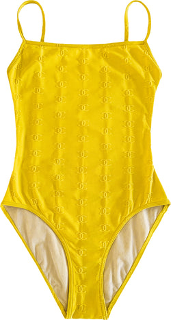 Chanel Spring 1997 Yellow Logo One-Piece