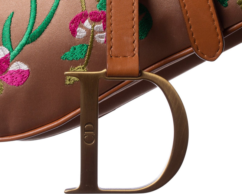 DIOR Embroidered Saddle Bag Leather & Linen Floral Butterflies Limited  Edition - Chelsea Vintage Couture