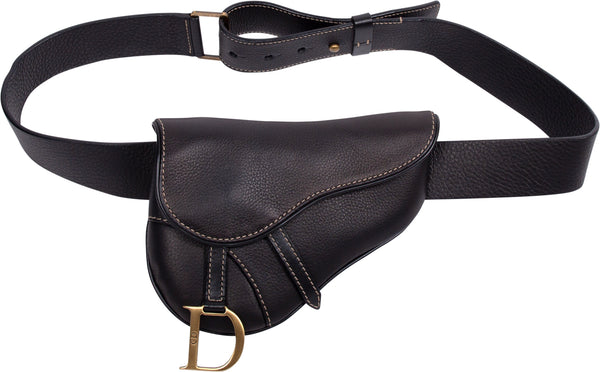 Christian Dior Black Leather Saddle Waist Bag