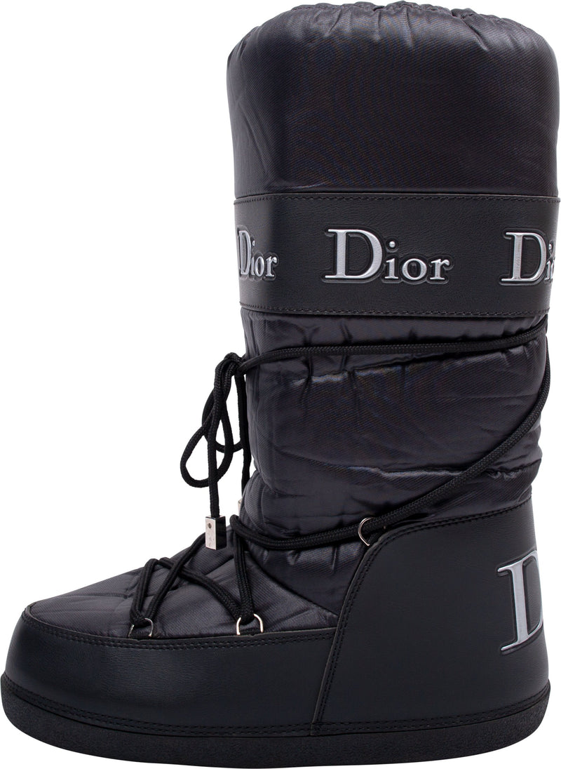 Christian Dior Black Logo Moon Boots