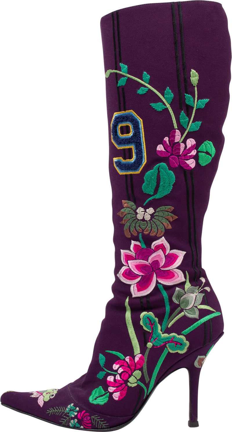 Christian Dior Embroidered Flowers 69 Boots