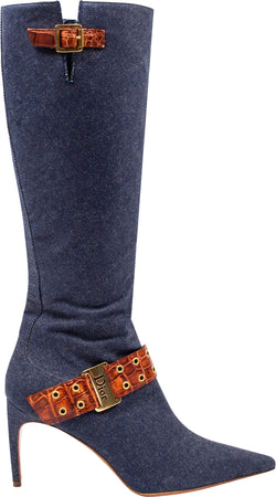 Christian Dior Denim Buckle Boots