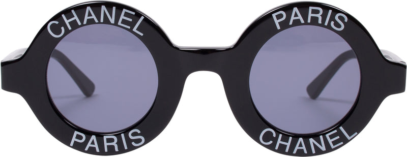 CHANEL S/S 1993 Black Round Logo Sunglasses — Garment