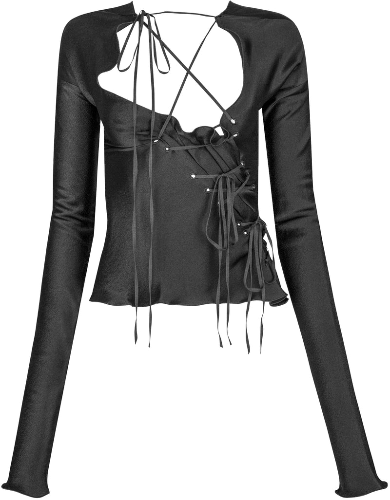 Gucci Fall 2002 Runway Lace-Up Blouse Top