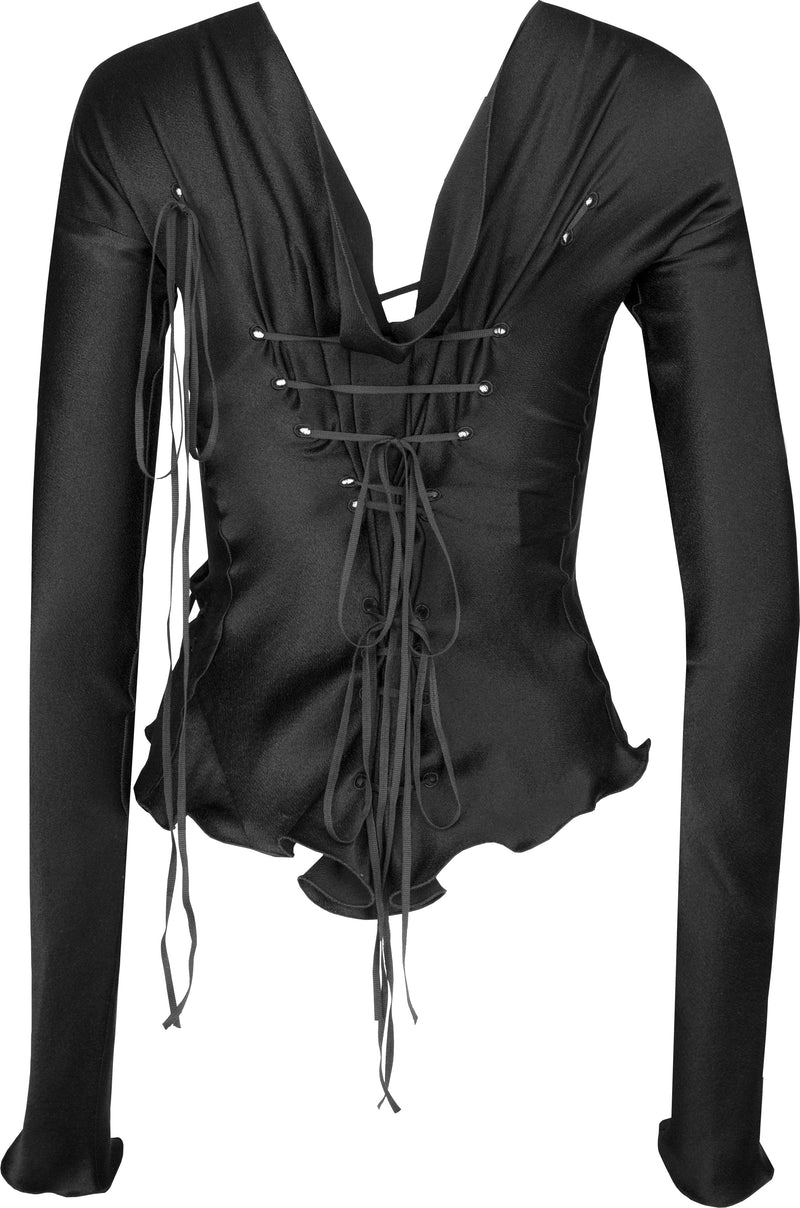 Gucci Fall 2002 Runway Lace-Up Blouse Top
