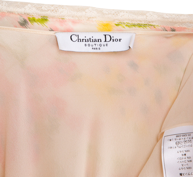 Christian Dior Spring 2005 Floral Silk Chiffon Gown