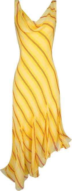 Christian Dior Spring 2004 Pinstripe Ruffle Dress