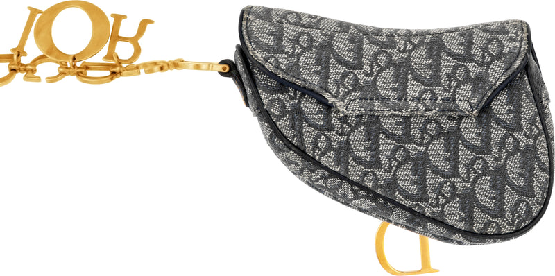 Christian Dior Navy Diorissimo Embellished Wristlet Saddle Bag