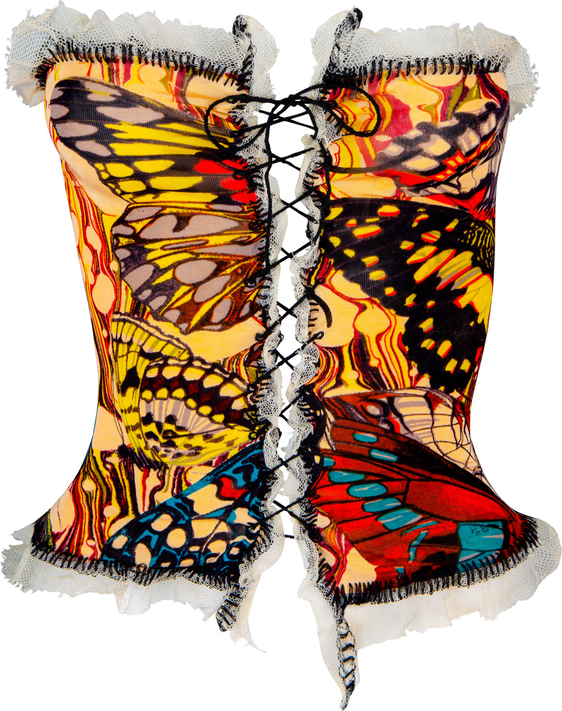 Jean Paul Gaultier Printed Lace-Up Corset Top