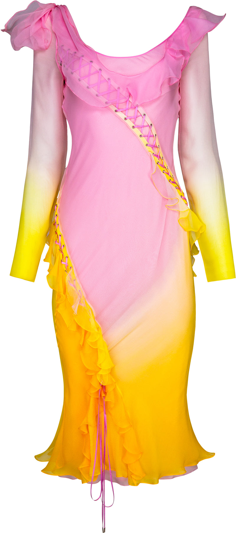 Christian Dior Spring 2004 Silk Chiffon Ombré Dress