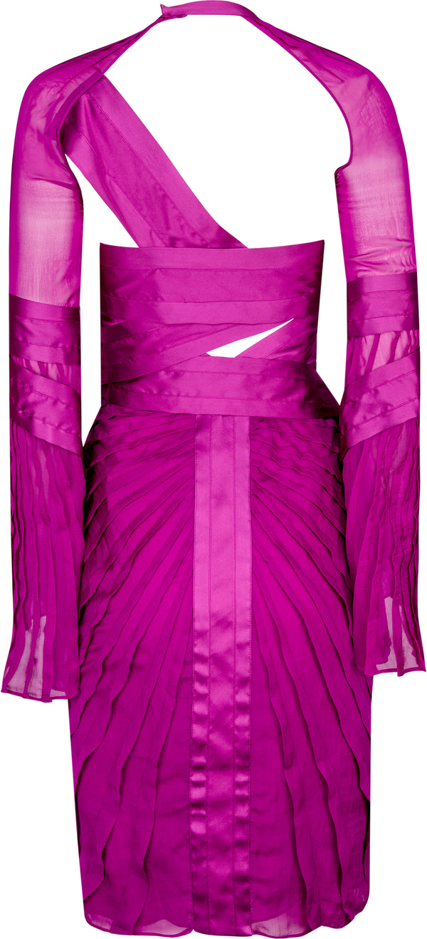 Gucci Fall 2004 Runway Silk Pleated Wrap Dress