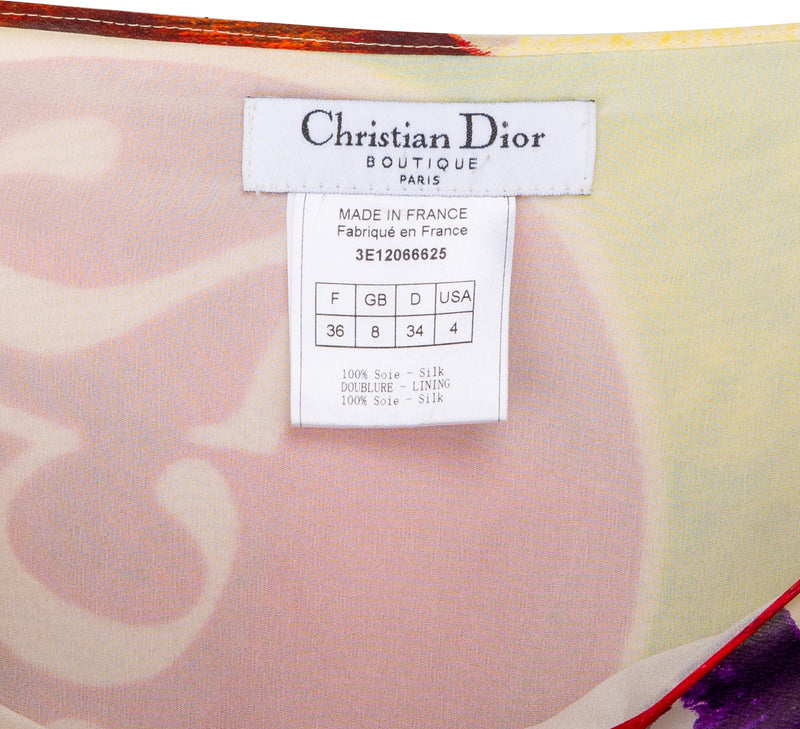Christian Dior Spring 2003 Silk Printed Halter Dress