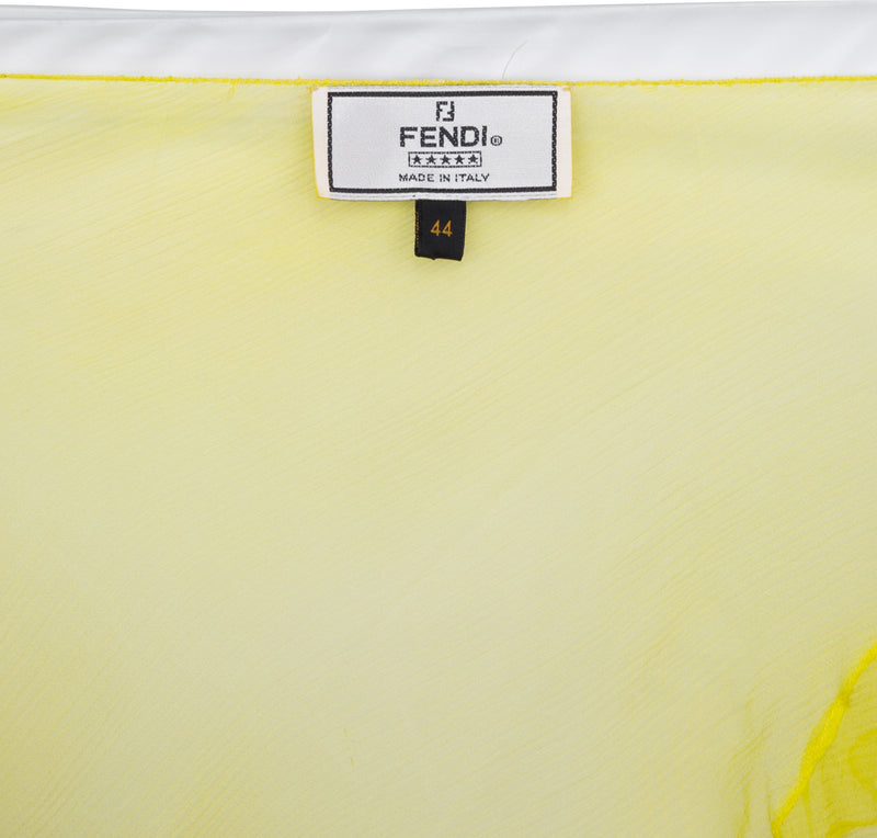 Fendi Spring 2000 Yellow Silk Chiffon Blouse Bralette Set