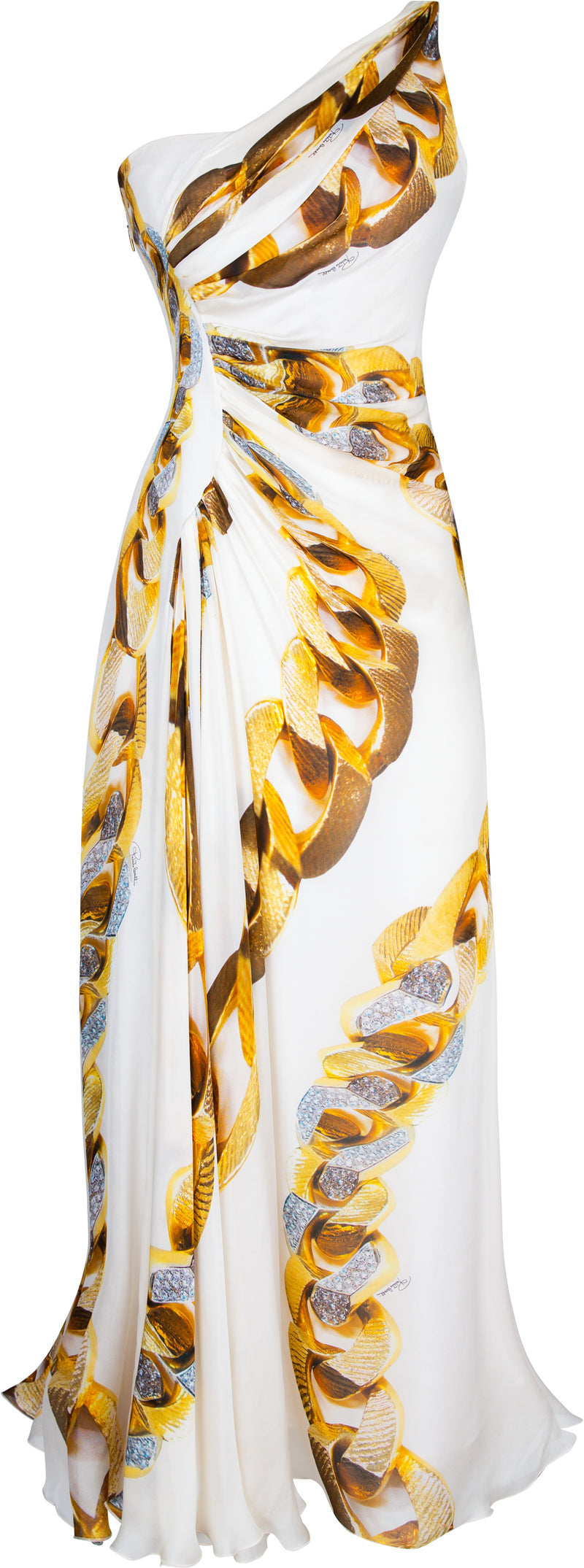 Roberto Cavalli Pre-Spring 2009 One-Shoulder Chain Printed Gown
