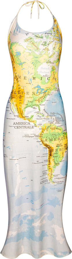 Roberto Cavalli World Map Printed Dress