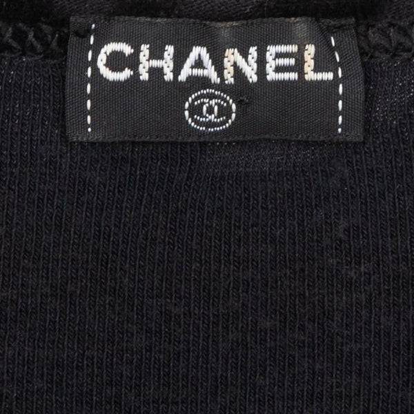 Chanel Black Velour Logo Spring 1996 Mini Dress | EL CYCER
