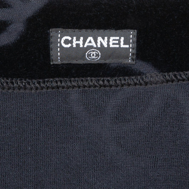 Chanel Black Velour Logo Spring 1996 Pants