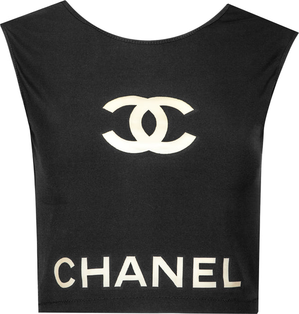 Chanel Spring 2001 Transparent PVC Logo Crop Top