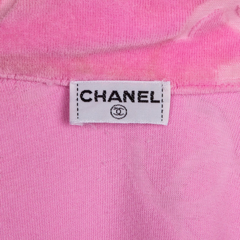Chanel Pink Velour Logo Spring 1996 Runway Top