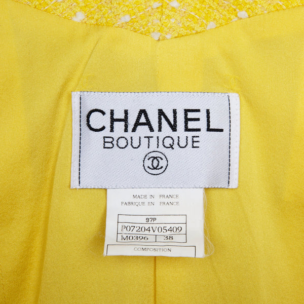 Chanel Spring 1997 Runway Tweed Cropped Yellow Blazer