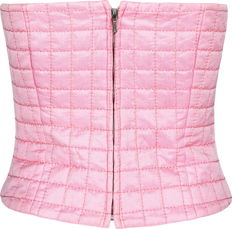 Chanel Spring 2000 Pink Quilted Bustier Top