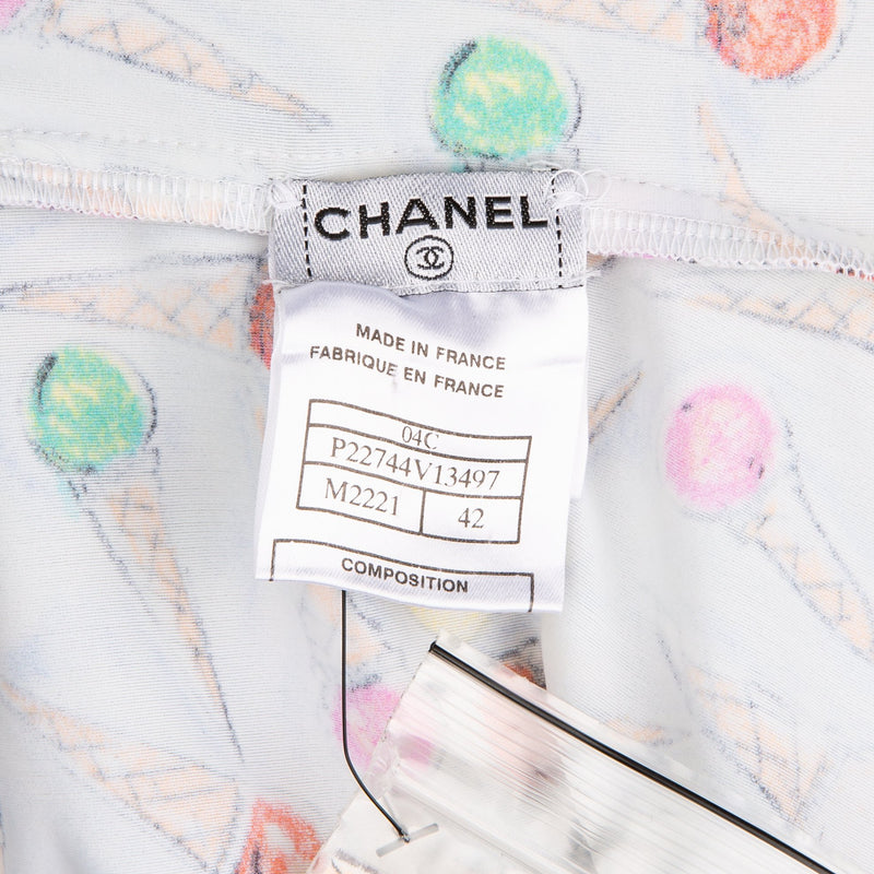 Chanel Cruise 2004 Ice Cream Logo Embellished Halter Dress