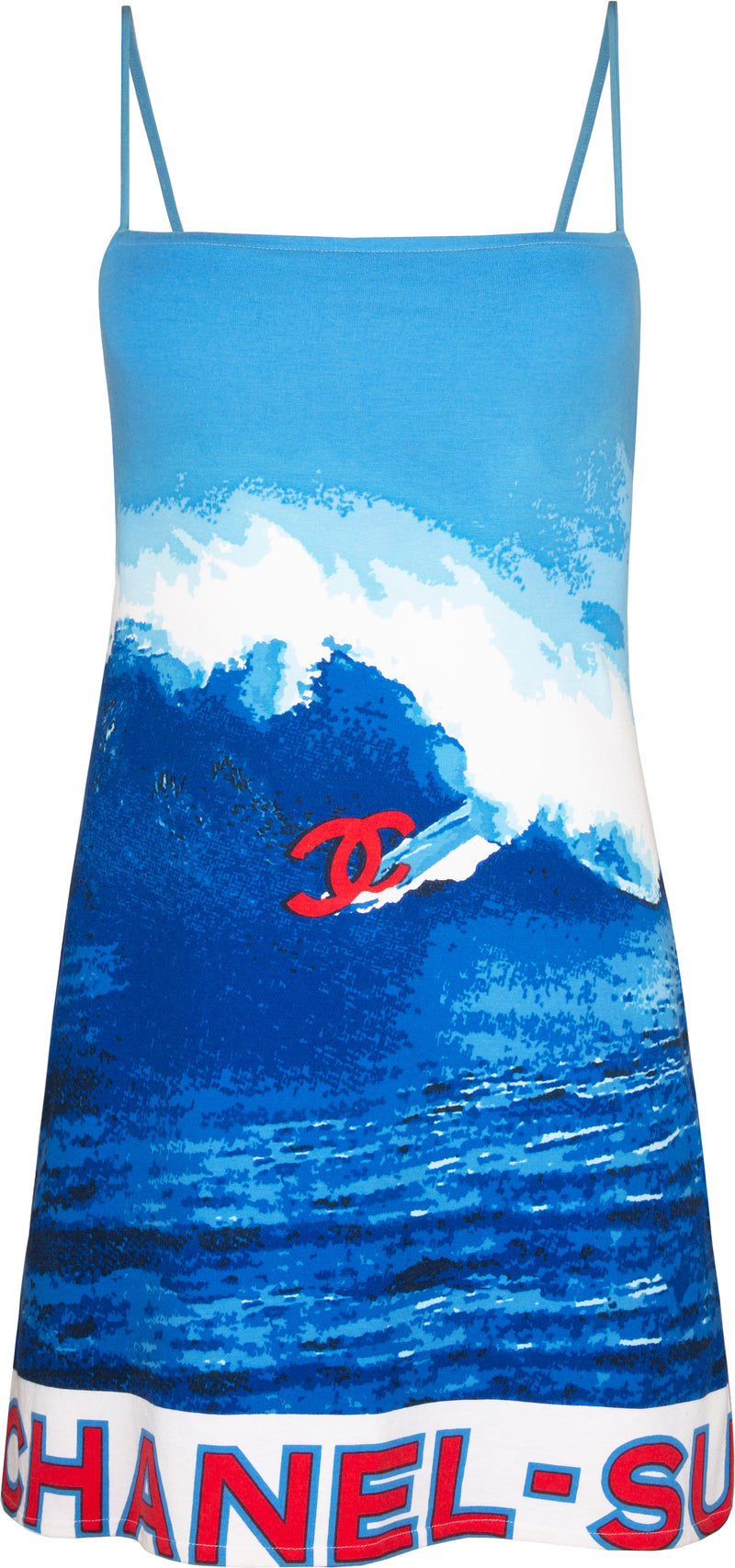 Chanel Spring 2002 Surf Collection Print Mini Logo Dress
