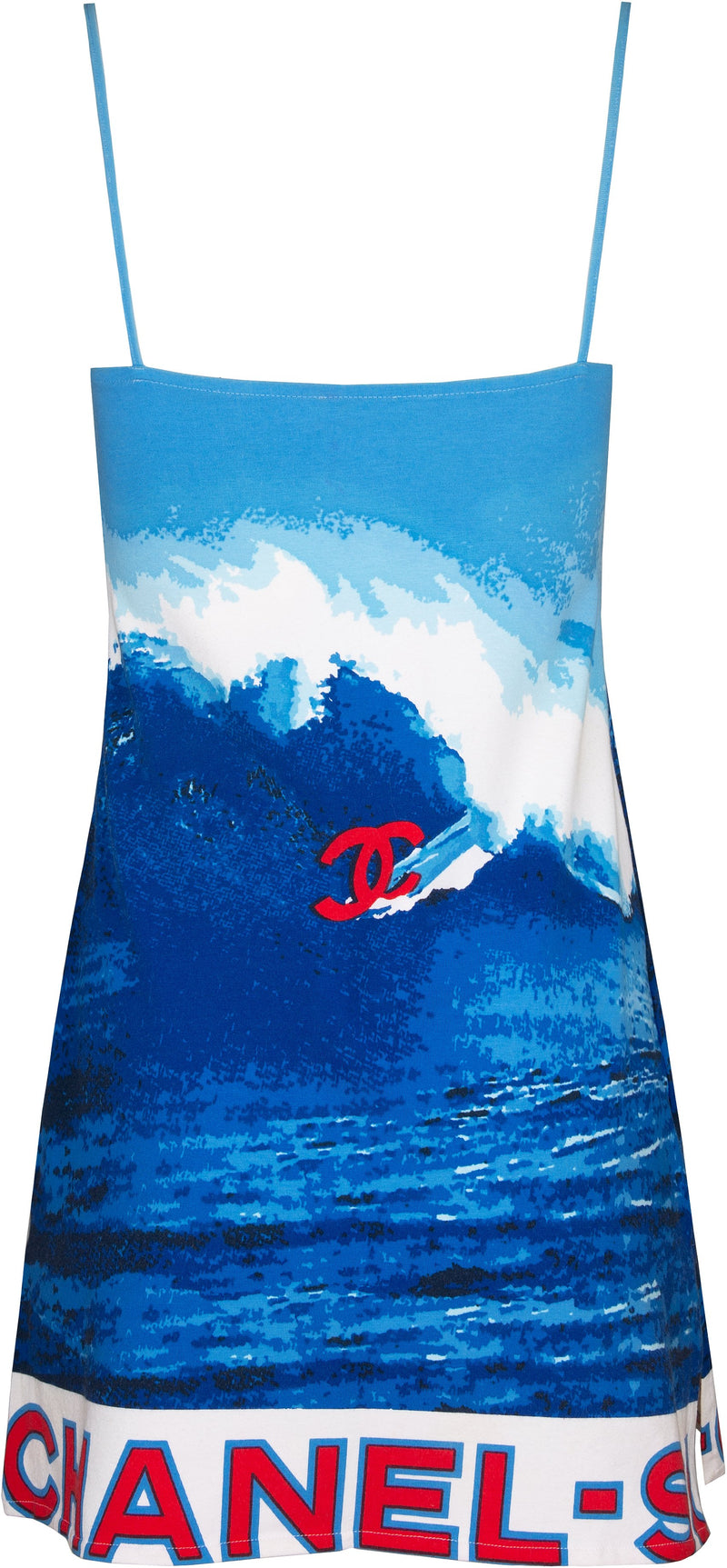 Chanel Spring 2002 Surf Collection Print Mini Logo Dress
