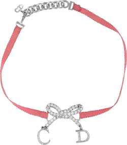 Christian Dior Swarovski Embellished Logo Choker Necklace