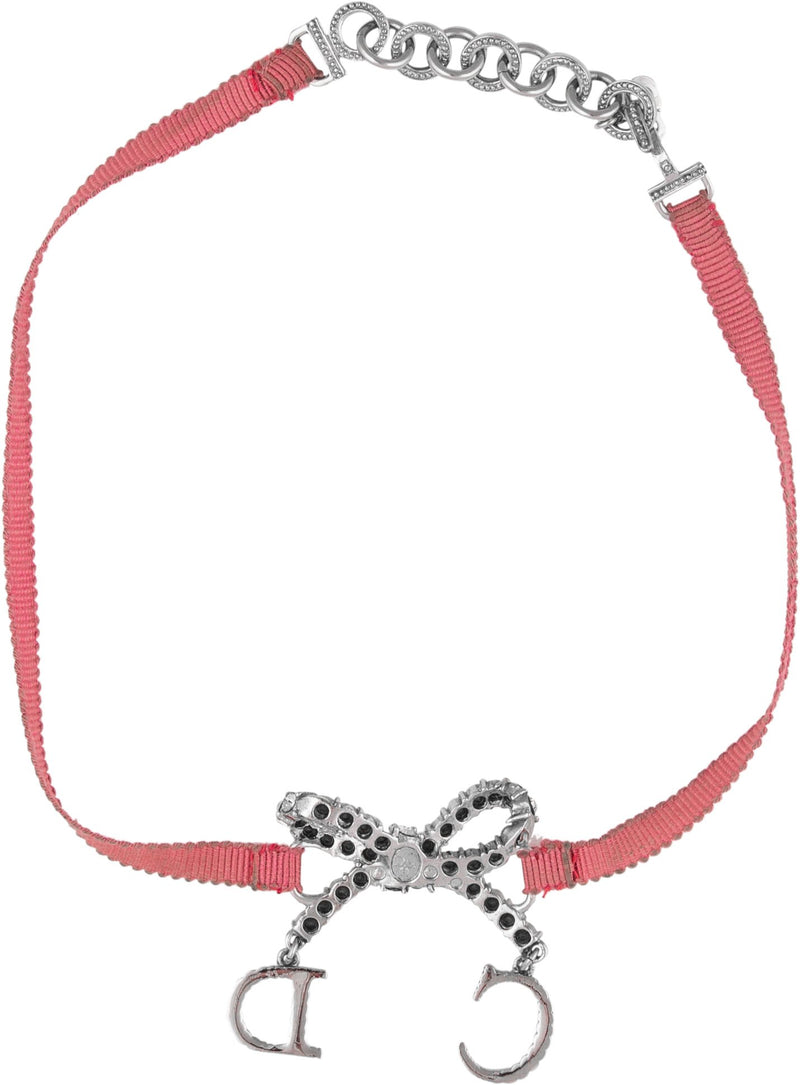 Christian Dior Swarovski Embellished Logo Choker Necklace