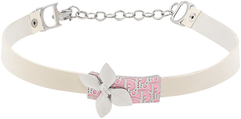 Christian Dior Girly Diorissimo Leather Choker Necklace