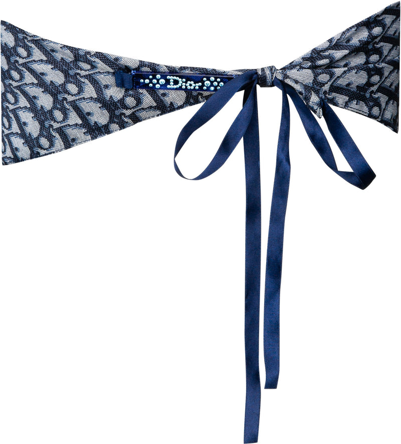 Christian Dior Navy Diorissimo Swarovski Embellished Scarf Top