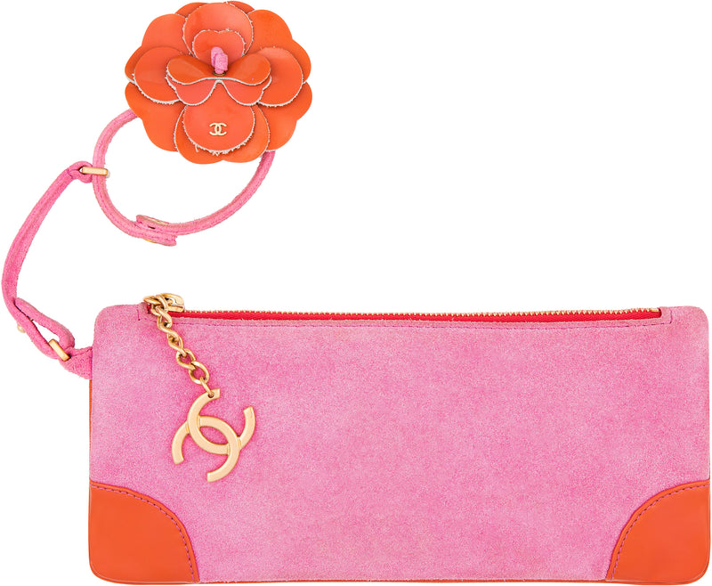 Chanel Suede Camellia Flower Bracelet Clutch Bag