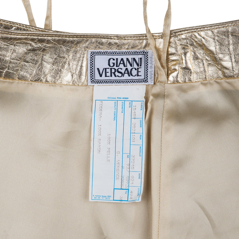 Gianni Versace Spring 1994 Embossed Leather Metallic Skirt