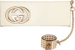 Gucci Patent Studded Wristlet Logo Clutch Bag