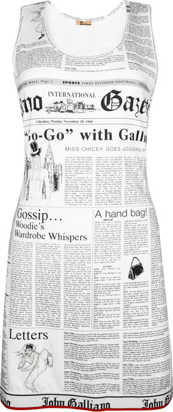 John Galliano Gazette Newspaper Racerback Dress